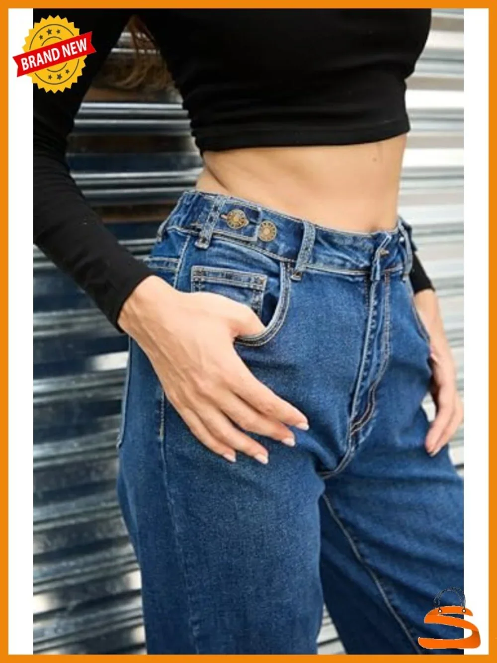 Baggy Wide Leg Jeans - Elastic High Waisted Stretchy Tummy Control Boyfriend